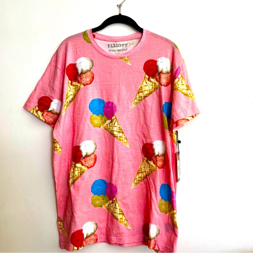 ELLIOTT UK Pink Ice Cream Cone Graphic T-Shirt